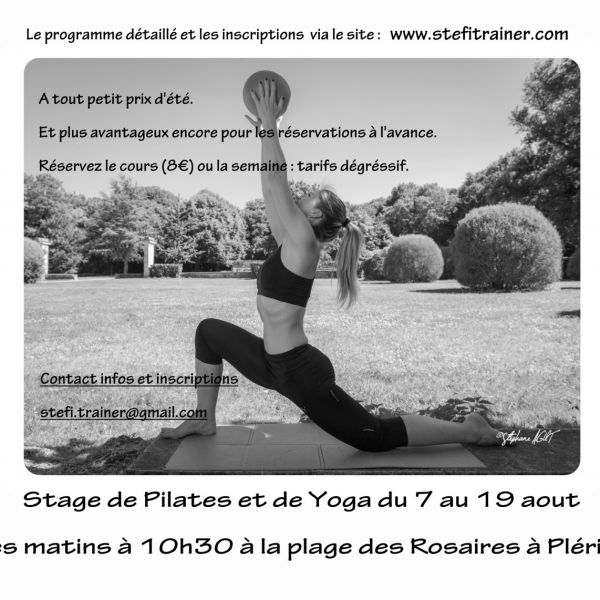 Stage Pilates Yoga 7-19 aout à la plage des Rosaires de Plérin
