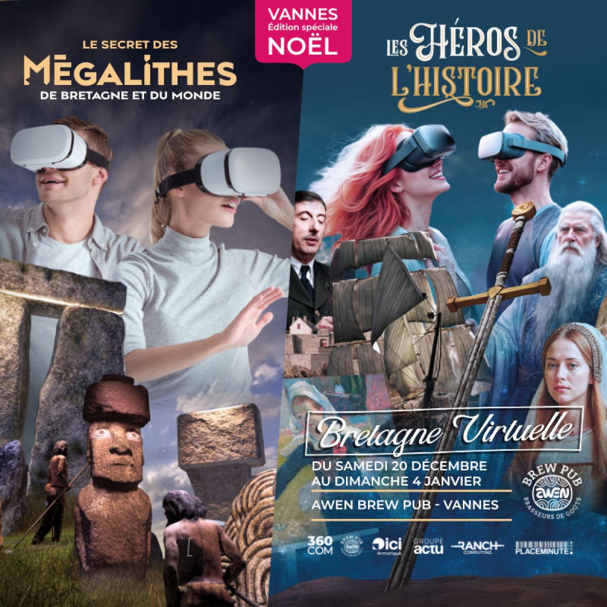 BRETAGNE VIRTUELLE - LE SECRET DES MEGALITHES + LES HEROS DE L'HISTOIRE DE BRETAGNE